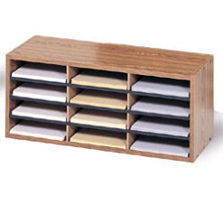 12-Section Literature Organizer For Tabletops, For 8.5 X 11 Magazines - Oak