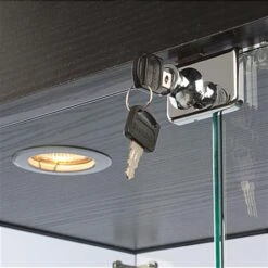 36"w Display Case With 4 Fixed Shelves, Wheels, Frameless, Ships Unassembled - Black -LuxeDisplay Shop 13193cpbv.ra2 preview