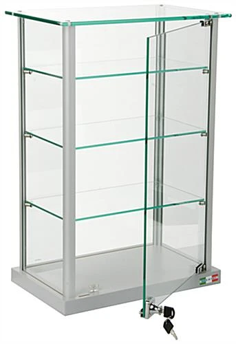 Countertop Display Case W/ Glass Canopy Top, 3 Shelves - Silver 4 Countertop Display Case W/ Glass Canopy Top, 3 Shelves - Silver - Image 2