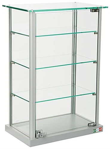 Countertop Display Case W/ Glass Canopy Top, 3 Shelves - Silver 3 Countertop Display Case W/ Glass Canopy Top, 3 Shelves - Silver