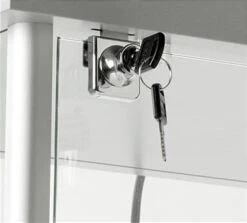 21.5" Glass Display Case With 5 Shelves, Top Lights, Wheels, Hinged Door - Silver -LuxeDisplay Shop 153cpledsl.ra5 preview