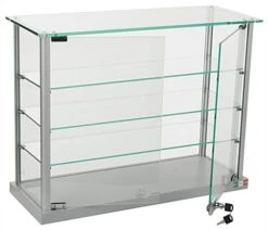 Countertop Display Case W/ Clear Glass Top & (3) Shelves, (2) Locking Door - Silver -LuxeDisplay Shop 165antsv.ra1 preview