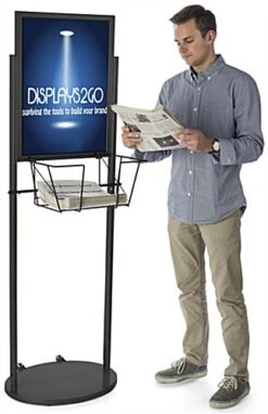 18 X 24 Poster Stand With Wheels For Floor, Double Sided With Steel Basket - Black -LuxeDisplay Shop 1824vbsb.renv preview