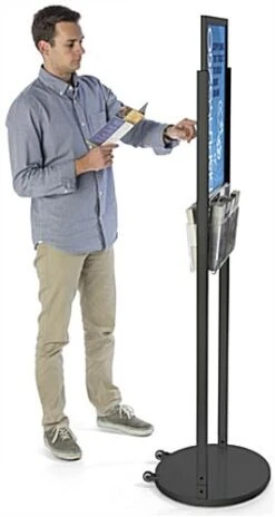 18 X 24 Poster Floor Stand With Literature Holders, 4"/8.5"w, Double Sided - Black -LuxeDisplay Shop 1824vpc8b.renv preview