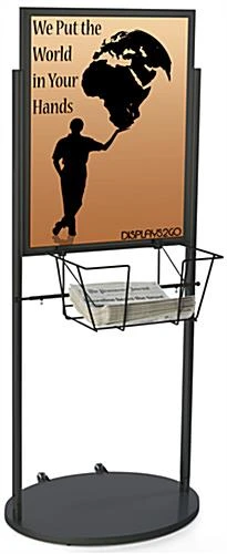 22 X 28 Poster Stand With Wheels, Double Sided With Steel Basket - Black 4 22 X 28 Poster Stand With Wheels, Double Sided With Steel Basket - Black - Image 2