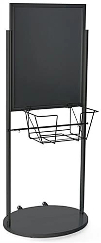 22 X 28 Poster Stand With Wheels, Double Sided With Steel Basket - Black 3 22 X 28 Poster Stand With Wheels, Double Sided With Steel Basket - Black