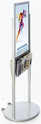 22x28 Poster Floor Stand, 4"/8.5"w, 6/10 Pockets, Double Sided, Wheels - Silver 5 22x28 Poster Floor Stand, 4"/8.5"w, 6/10 Pockets, Double Sided, Wheels - Silver - Image 3