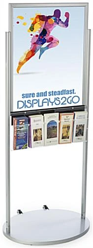22x28 Poster Floor Stand, 4"/8.5"w, 6/10 Pockets, Double Sided, Wheels - Silver 4 22x28 Poster Floor Stand, 4"/8.5"w, 6/10 Pockets, Double Sided, Wheels - Silver - Image 2