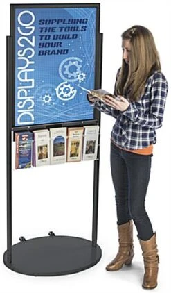 22x28 Poster Floor Stand, 4"/8.5"w, 3/5 Pockets, Double Sided, Wheels - Black 13 22x28 Poster Floor Stand, 4"/8.5"w, 3/5 Pockets, Double Sided, Wheels - Black -LuxeDisplay Shop 2228vpc5b.renv preview