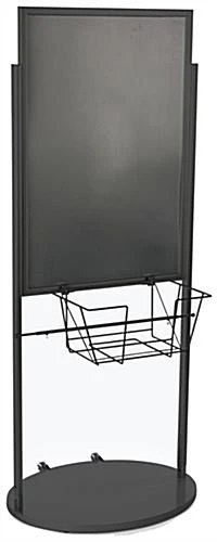 24 X 36 Portable Sign Stands With Wheels, Double Sided With Steel Basket - Black