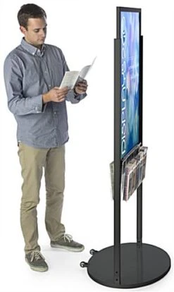 24x36 Poster Floor Stand, 4"/8.5"w, 6/10 Pockets, Double Sided, Wheels - Black -LuxeDisplay Shop 2436vpc10b.renv preview
