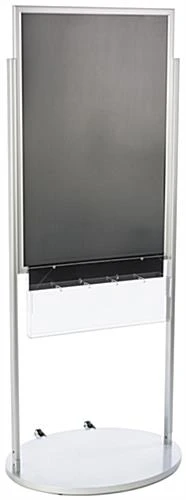 24x36 Poster Floor Stand, 4"/8.5"w, 3/5 Pockets, Double Sided, Wheels - Silver