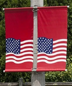 Economy Street Pole Brackets, Hold (2) 24"w Banners - Silver