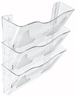 3 Pocket Wall File Holder Fits Letter Sizes - Clear Acrylic