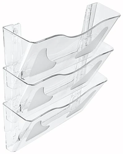 3 Pocket Wall File Holder Fits Letter Sizes - Clear Acrylic 3 3 Pocket Wall File Holder Fits Letter Sizes - Clear Acrylic