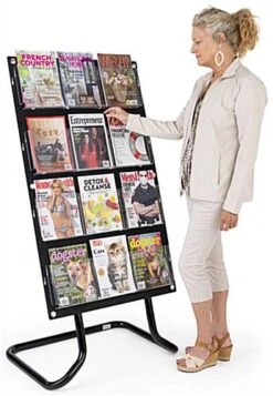 4-Tiered Literature Floor Stand, 4"/8.5"w, 12-24 Pockets – Black 15 4-Tiered Literature Floor Stand, 4"/8.5"w, 12-24 Pockets – Black -LuxeDisplay Shop 2rp12blkflr ra4 preview