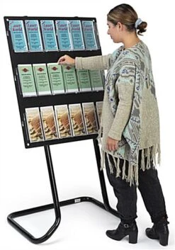 3-Tiered Literature Floor Stand, 4"/8.5"w, 9-18 Pockets – Black -LuxeDisplay Shop 2rp9blkflr.ra4 preview