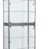 Portable Display Case W/Top & Side Lights, Locking Hinged Door, Carry Case - Silver -LuxeDisplay Shop 2tcaseslvl.rw preview
