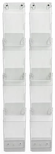 Acrylic Brochure Wall Rack, 4"w, 12 Pockets, Half View - Clear