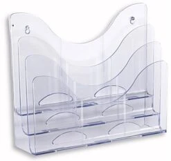 3 Tier File Holder For Wall Or Counter, Fits Legal & Letter Sizes - Clear Acrylic
