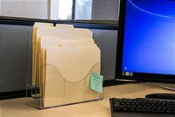 3 Tier File Holder For Wall Or Counter, Fits Legal & Letter Sizes - Clear Acrylic -LuxeDisplay Shop 3ltpckcr enviro 8850 preview