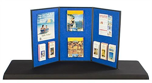 54"w Tabletop Hook & Loop Display & Write-on Board, 3 Panels - Blue & White 4 54"w Tabletop Hook & Loop Display & Write-on Board, 3 Panels - Blue & White - Image 2