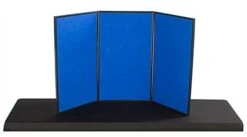 54"w Tabletop Hook & Loop Display & Write-on Board, 3 Panels - Blue & White