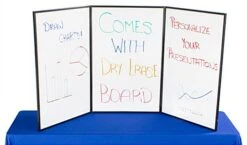 72" Tabletop Hook & Loop Display Board, 3 Panels, Double Sided - Black & White -LuxeDisplay Shop 3pv7236blk.ra2 preview