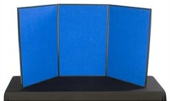 72"w Tabletop Hook & Loop Display & Write-on Board, 3 Panels - Blue & White