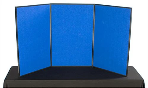 72"w Tabletop Hook & Loop Display & Write-on Board, 3 Panels - Blue & White 3 72"w Tabletop Hook & Loop Display & Write-on Board, 3 Panels - Blue & White