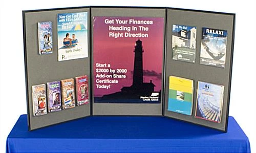 72"w Tabletop Hook & Loop Display & Write-on Board, 3 Panels - Gray & White 4 72"w Tabletop Hook & Loop Display & Write-on Board, 3 Panels - Gray & White - Image 2