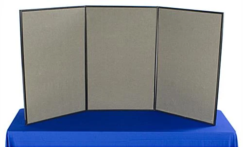 72"w Tabletop Hook & Loop Display & Write-on Board, 3 Panels - Gray & White 3 72"w Tabletop Hook & Loop Display & Write-on Board, 3 Panels - Gray & White