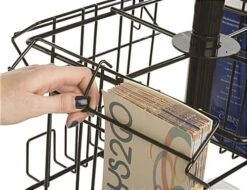 4-Tier Wire Literature Floor Stand, 4"/8.5"w, 16/32 Pockets, Rotating, Wheels - Black -LuxeDisplay Shop 4rtmzbrbk.ra3 preview