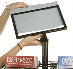 4-Tier Wire Literature Floor Stand, 4"/8.5"w, 16/32 Pockets, Rotating, Wheels - Black -LuxeDisplay Shop 4rtmzbrbk.ra5 preview