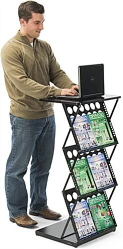 40” Tall Portable Counter With 3 Double Wide Literature Pockets - Black -LuxeDisplay Shop 6lpbktbk.renv preview