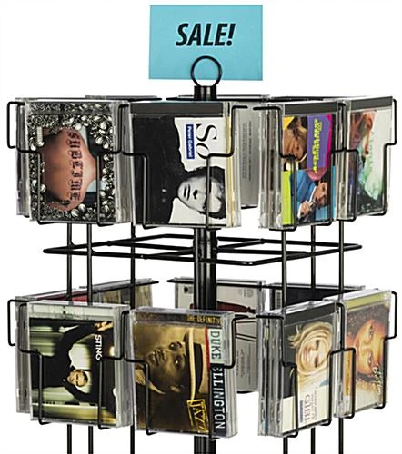 CD Display Stand W/ Sign Clip, Floor Standing, 48 Pockets - Black 5 CD Display Stand W/ Sign Clip, Floor Standing, 48 Pockets - Black - Image 3