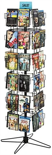CD Display Stand W/ Sign Clip, Floor Standing, 48 Pockets - Black