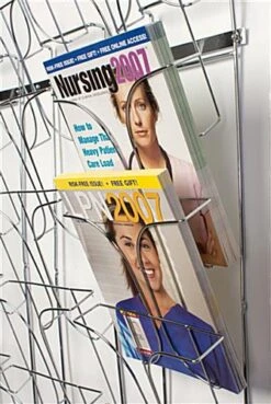 7-Tier Metal Wire Magazine Wall Rack, 8.5"w, 21 Pockets - Chrome -LuxeDisplay Shop 7t3rmagwm.ra4 preview