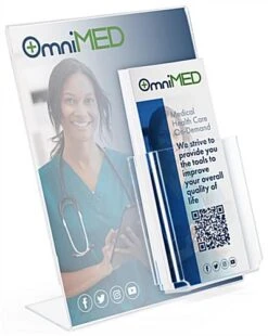 Workshop Series 8.5 X 11 Acrylic Sign Holder With Brochure Pocket, Slant Back - Clear