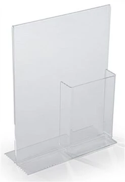 Workshop Series 8.5 X 11 Acrylic Sign Holder With Brochure Pocket, T-style - Clear -LuxeDisplay Shop 8511vshc.ra1 preview