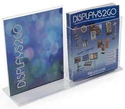 8.5 X 11 Acrylic Sign Holder With Magazine Pocket, 8.5"w, T-style - Clear