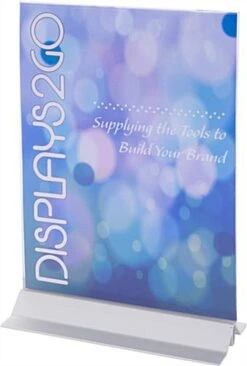 8.5 X 11 Sign Holder With Adhesive Bottom, Frameless Portrait Design - Clear