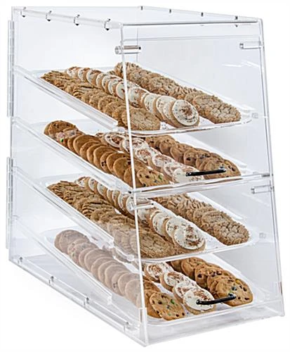 Acrylic Food Display Case For Bakery, (4) Trays, Knock Down Design 3 Acrylic Food Display Case For Bakery, (4) Trays, Knock Down Design