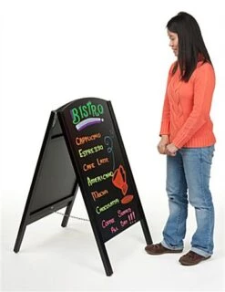 21 X 34 Write-On Board A-Frame, Chalk & Wet Erase, Double Sided - Black -LuxeDisplay Shop af2134rmbk.ra3 preview