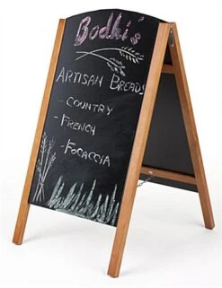 21 X 34 Write-On Board A-Frame, Chalk & Wet Erase, Double Sided, Teak Frame - Black -LuxeDisplay Shop af2134rmte.ra2 preview