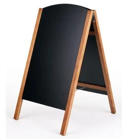 21 X 34 Write-On Board A-Frame, Chalk & Wet Erase, Double Sided, Teak Frame - Black