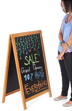 24 X 36 Write-On Board A-Frame, Chalk & Wet Erase, Double Sided, Teak Frame - Black 7 24 X 36 Write-On Board A-Frame, Chalk & Wet Erase, Double Sided, Teak Frame - Black -LuxeDisplay Shop af2436tkes.ra2 preview