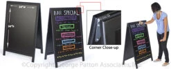 A-frame Chalkboard With Write-on Surface For Chalk Or Wet Erase Pens, 2 Sided - Black
