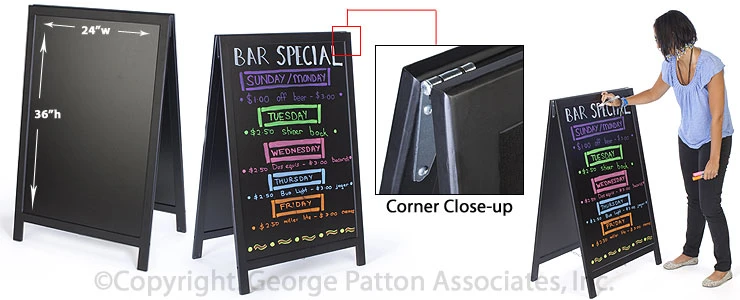 A-frame Chalkboard With Write-on Surface For Chalk Or Wet Erase Pens, 2 Sided - Black 3 A-frame Chalkboard With Write-on Surface For Chalk Or Wet Erase Pens, 2 Sided - Black