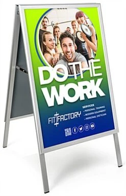 24 X 36 Sidewalk Sign For Posters, Snap Open, Double Sided - Silver